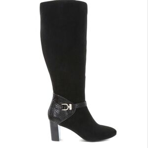 KAREN SCOTT Womens NEW Sharonn Black Knee-High Boots Snake-print Accent | Sz 6.5